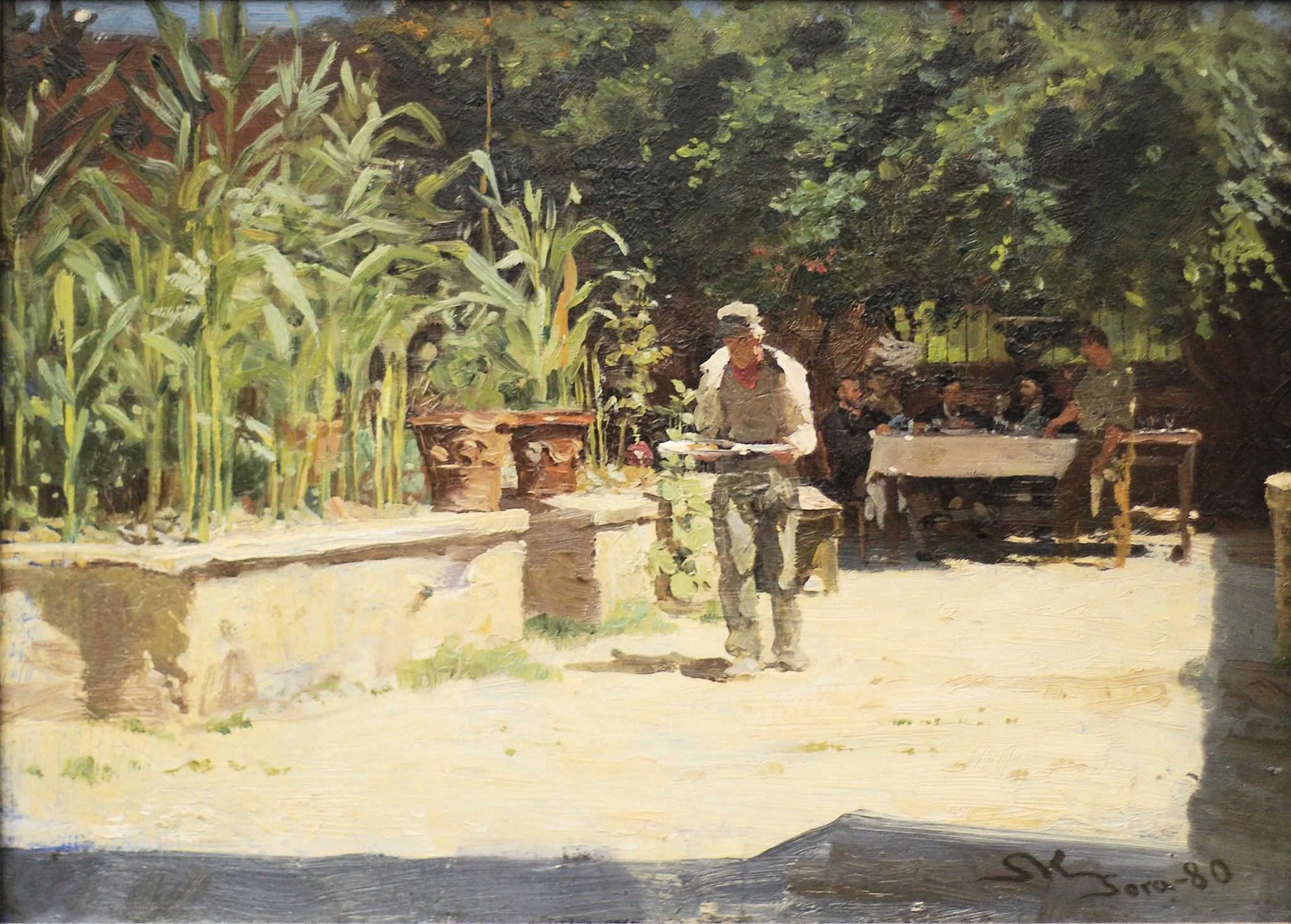 Le jardin de l'Albergo del Liri à Sora. les Abruzzes - Peder Severin Krøyer image 1 copie de tableau peinte à la main