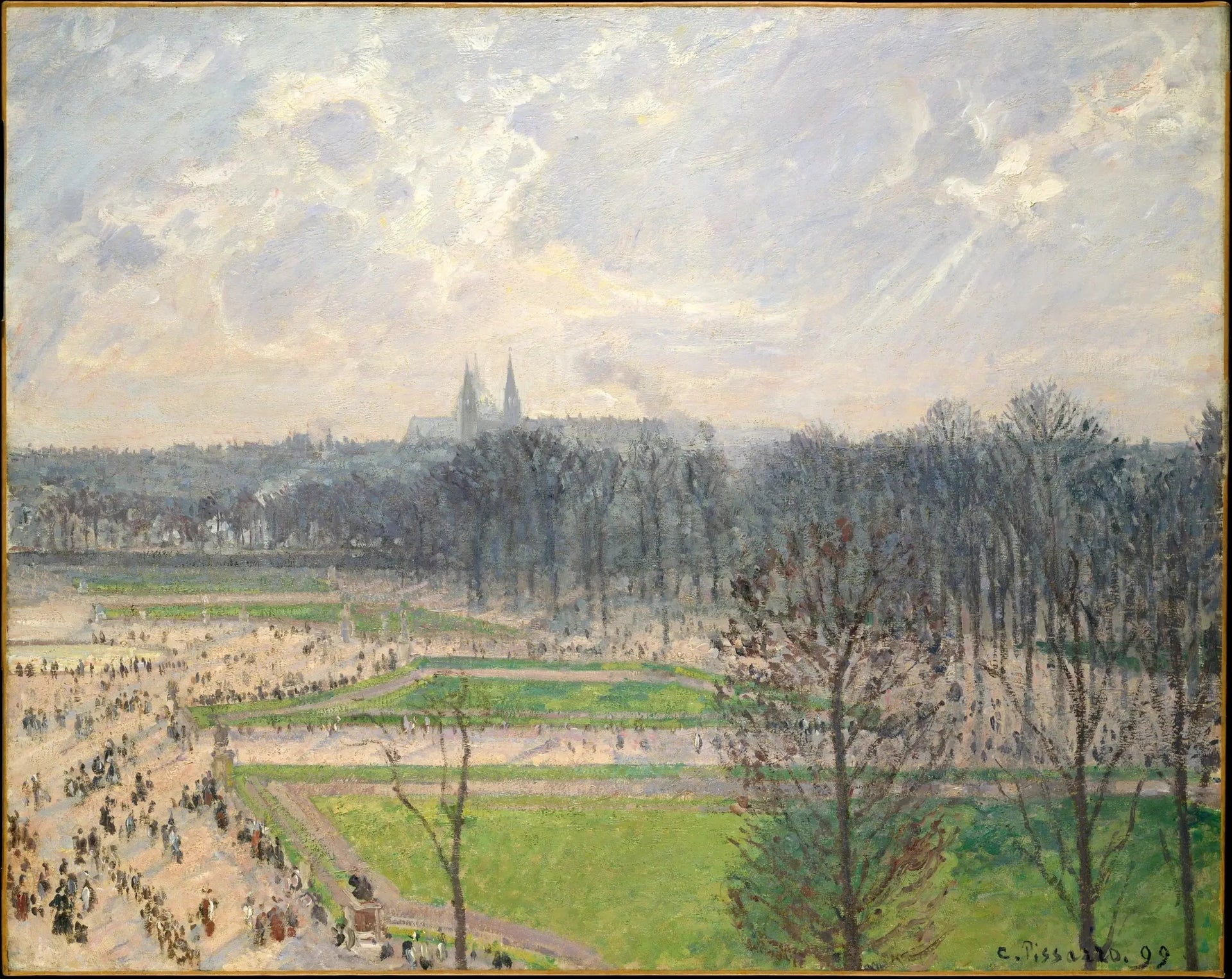 Le Jardin des Tuileries un après-midi d'hiver - Camille Pissarro image 1 reproduction artisanale de tableau