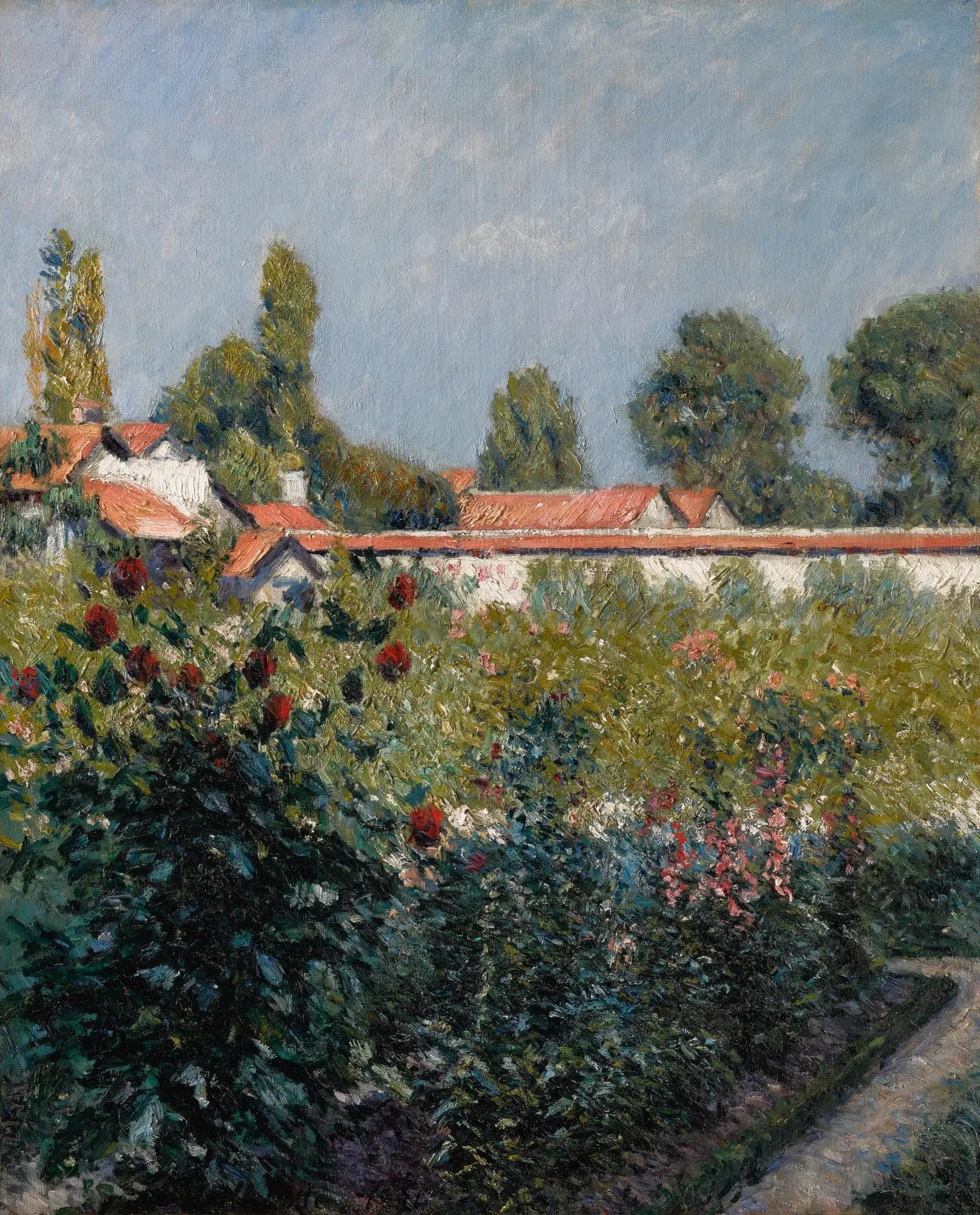 Le Jardin du Petit Gennevilliers, les toits roses - Gustave Caillebotte image 1 copie de tableau peinte à la main