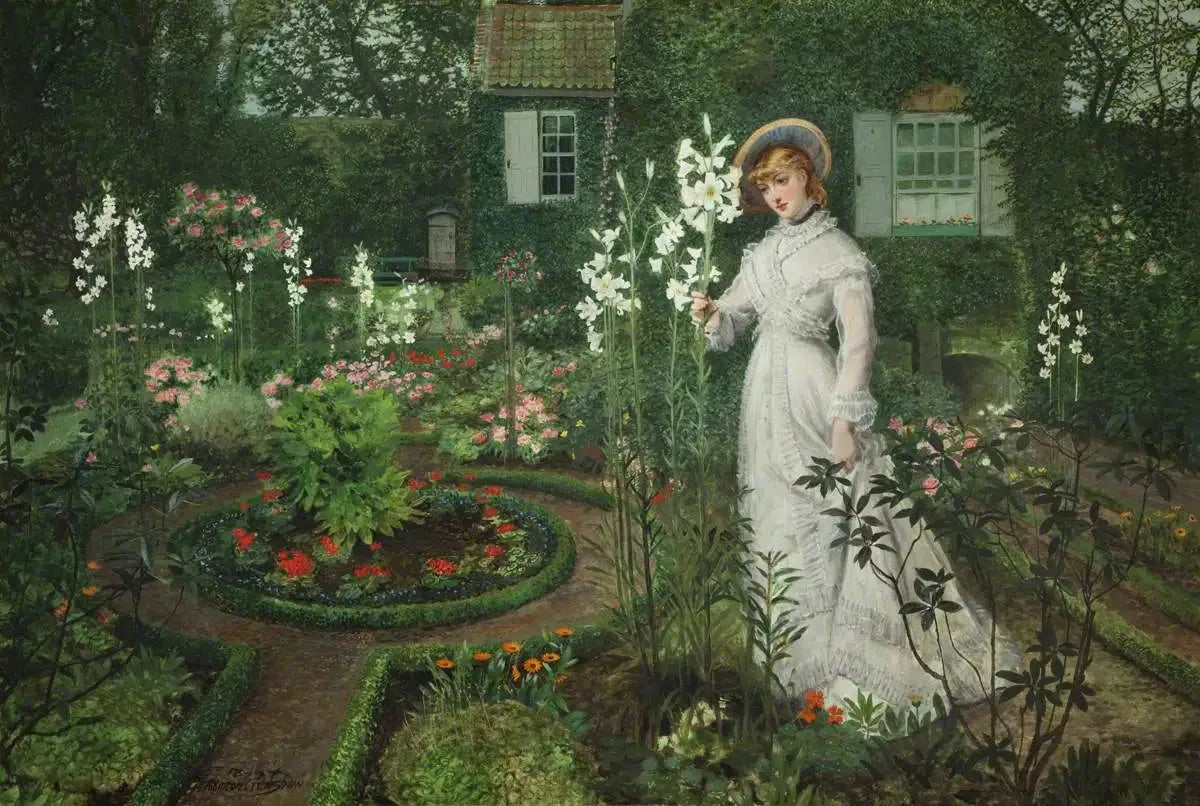 Le Jardin du Recteur, Reine des Lys - John Atkinson Grimshaw image 1 reproduction de peinture à l’huile