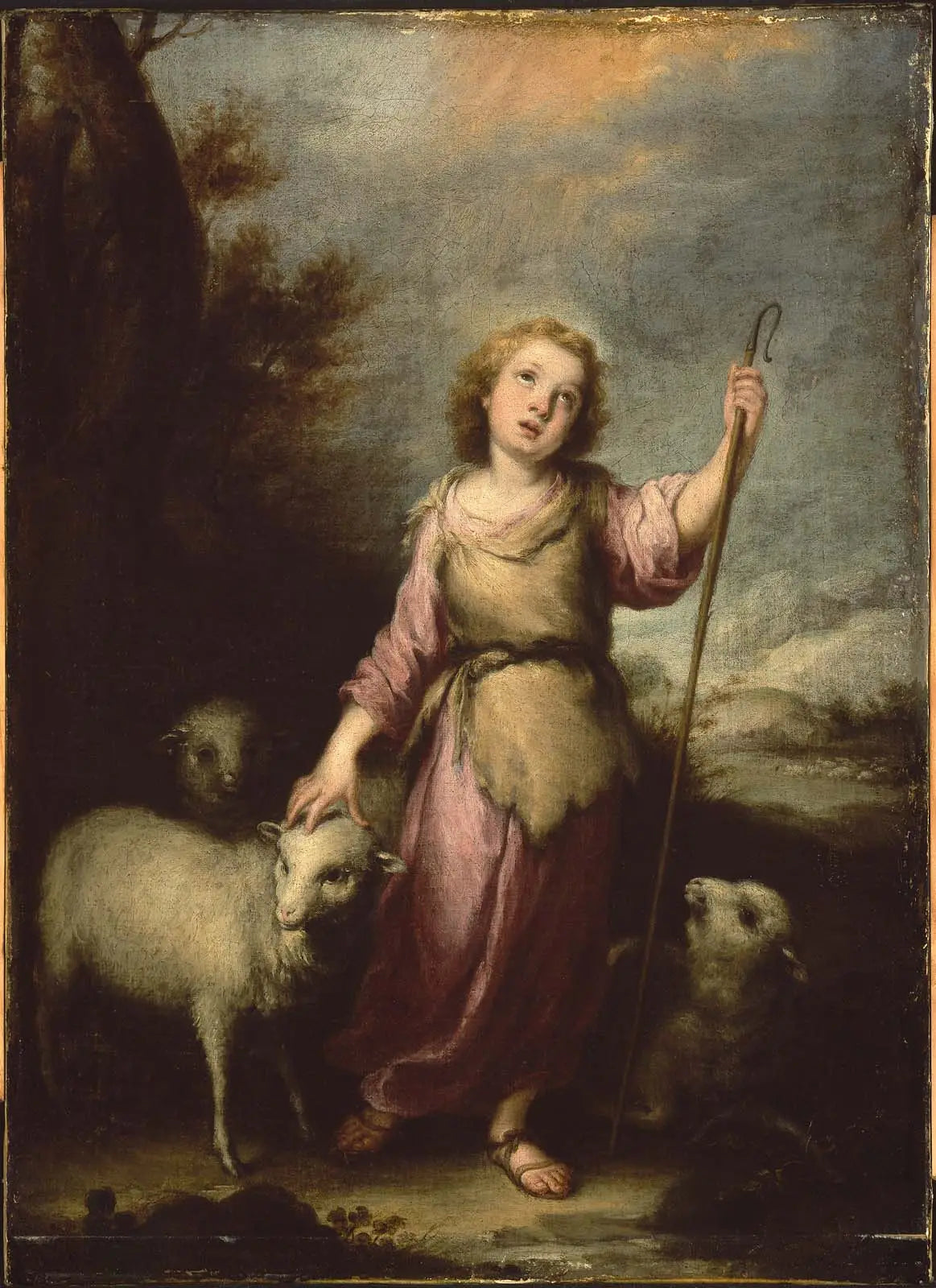 Le jeune Christ en bon berger - Bartolomé Esteban Murillo image 1 copie peinte à la main à l’huile