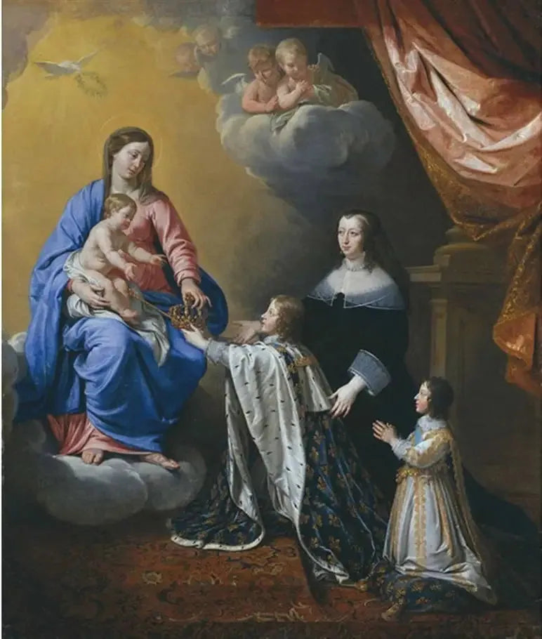 Le jeune Louis XIV offre sa couronne à la Vierge et l'enfant - Philippe de Champaigne image 1 tableau peint à l’huile sur toile