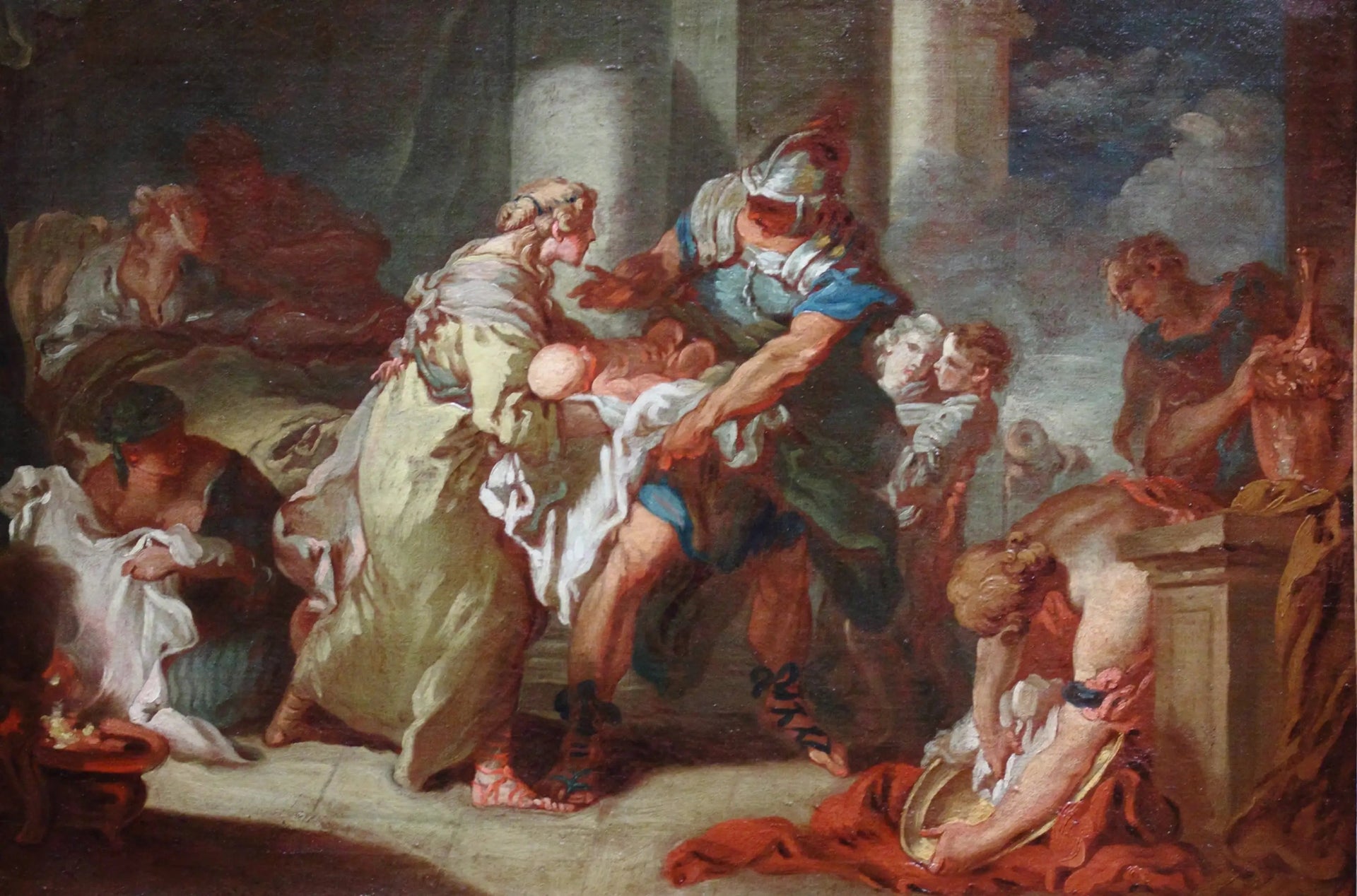 Le jeune Pyrrhus sauvé ? - François Boucher image 1 reproduction de peinture à l’huile