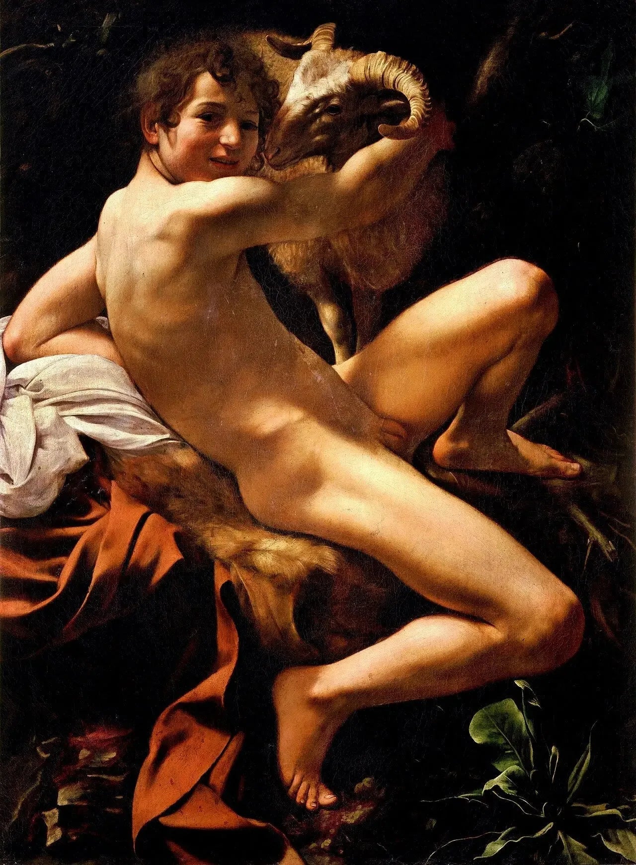 Le Jeune Saint Jean-Baptiste au bélier - Le Caravage image 1 reproduction artisanale de tableau
