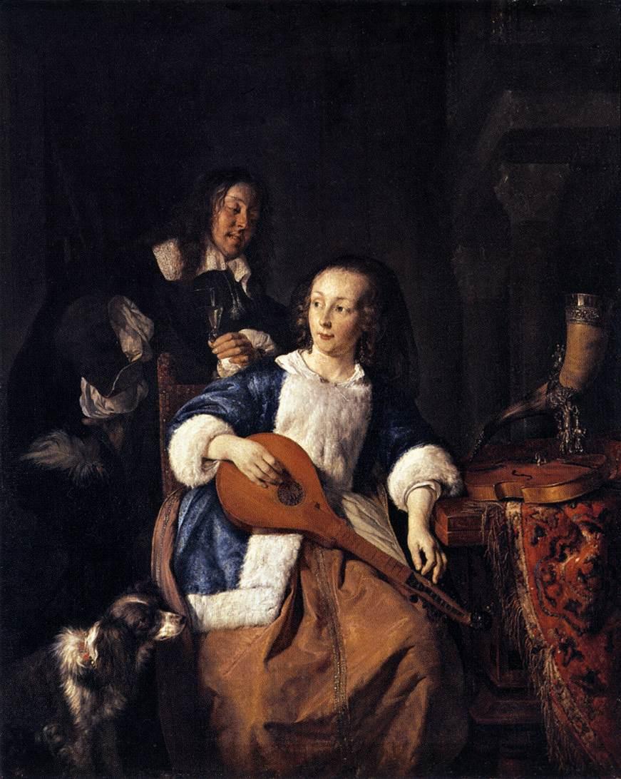 Le joueur de cistre - Gabriel Metsu image 1 reproduction de peinture à l’huile