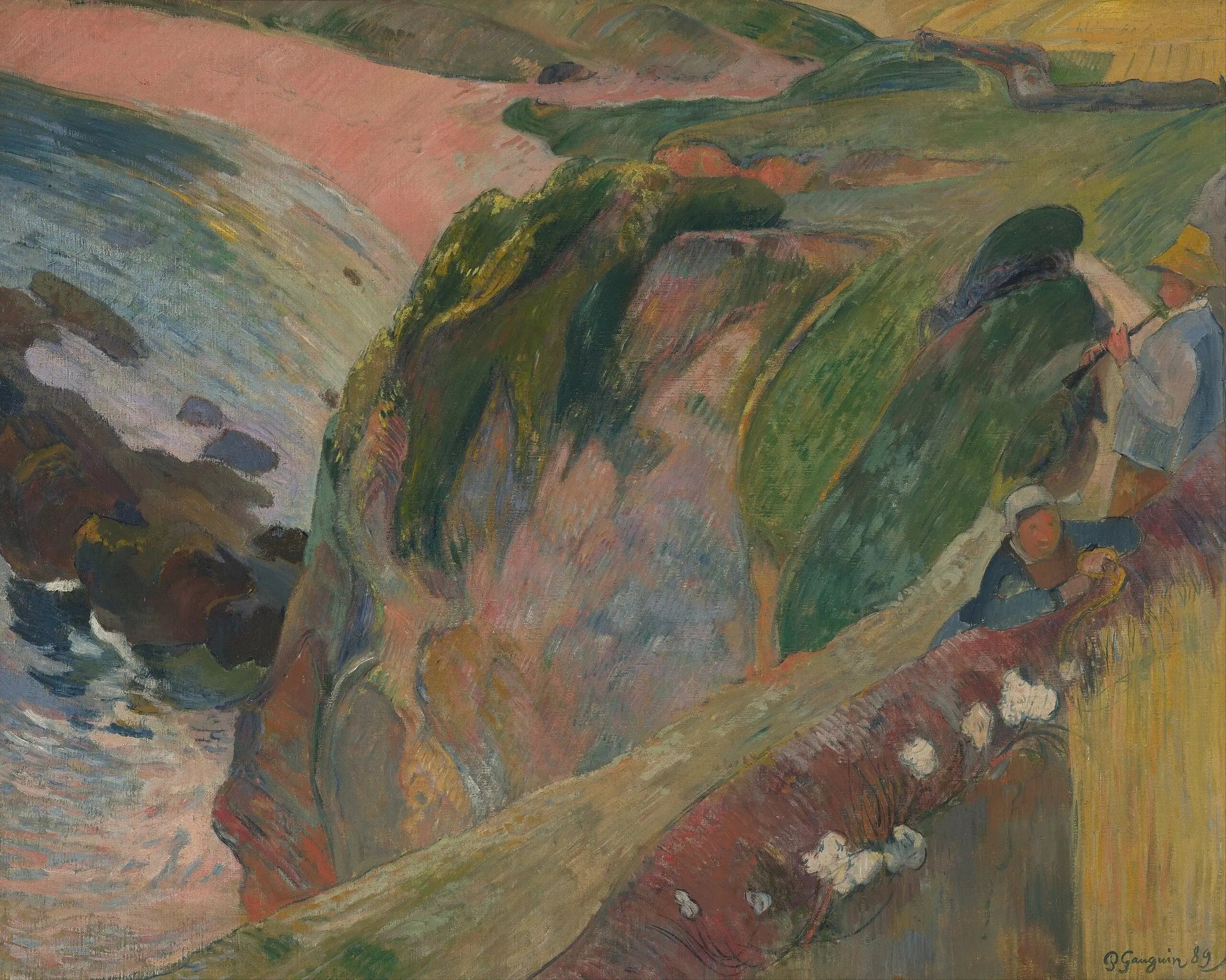 Le Joueur de flageolet sur la falaise - Paul Gauguin image 1 reproduction de peinture à l’huile