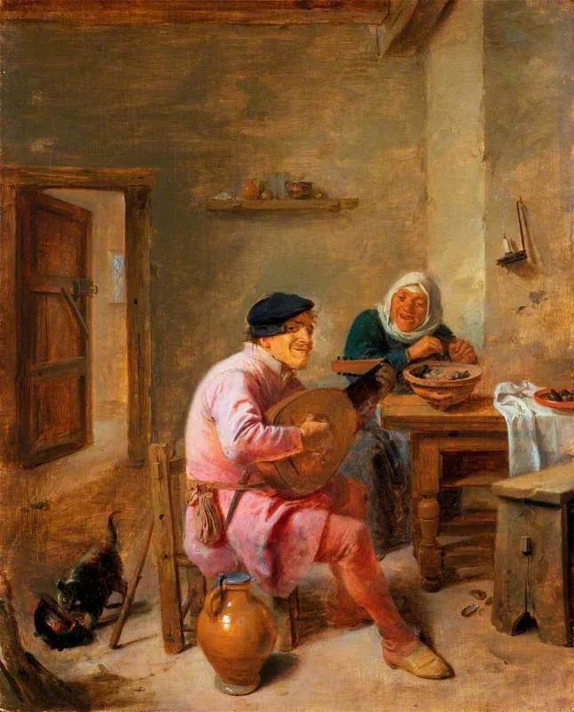Le joueur de luth - Adriaen Brouwer image 1 copie peinte à la main à l’huile