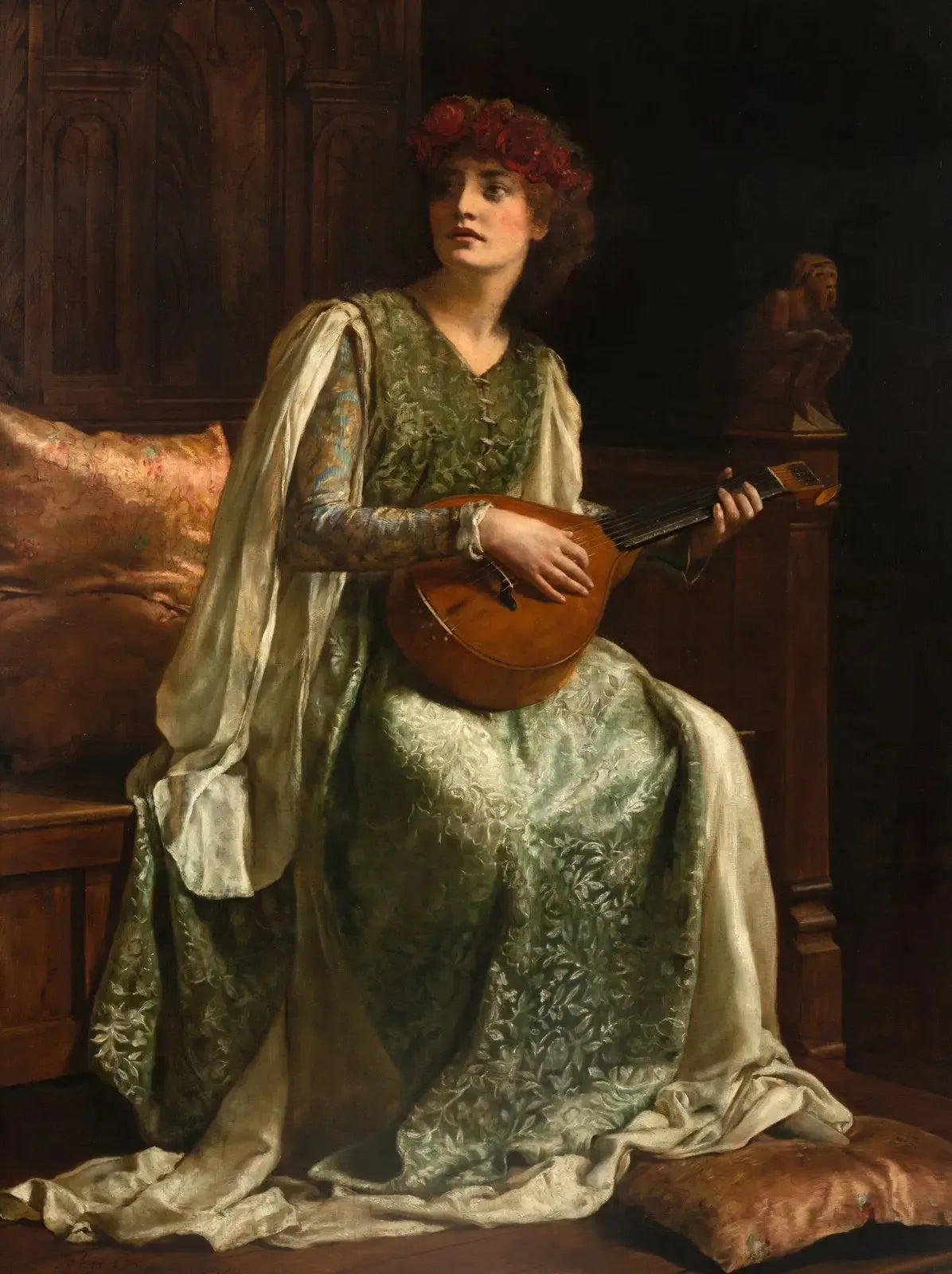 Le joueur de luth - John Collier image 1 copie de tableau peinte à la main
