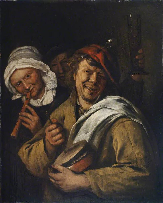 Le joueur de Rommelpot - Jan Steen image 1 copie peinte à la main à l’huile
