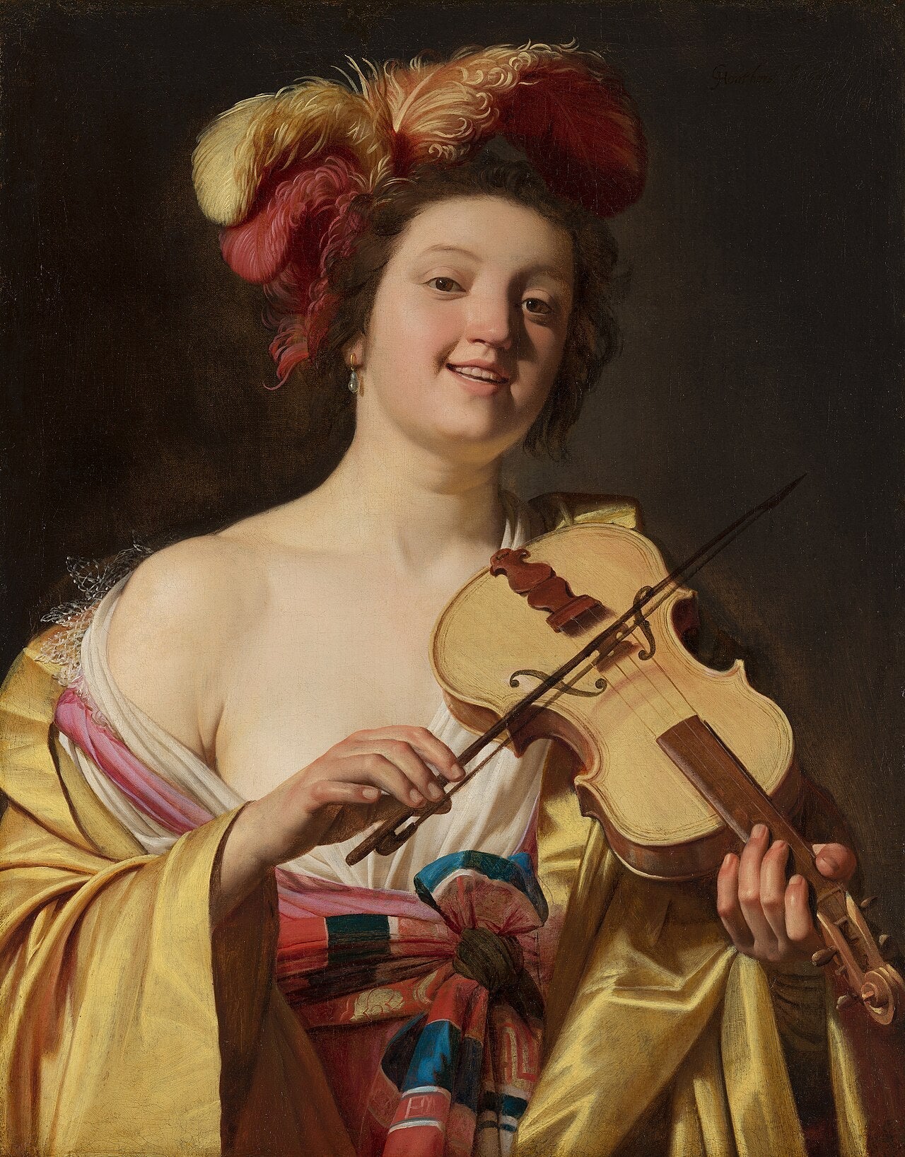 Le joueur de violon - Gerrit van Honthorst image 1 reproduction d’œuvre d’art à l’huile