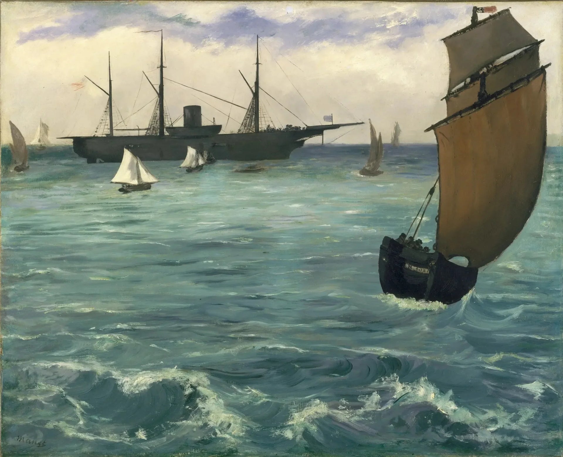 Le Kearsarge à Boulogne - Édouard Manet image 1 copie peinte à la main à l’huile
