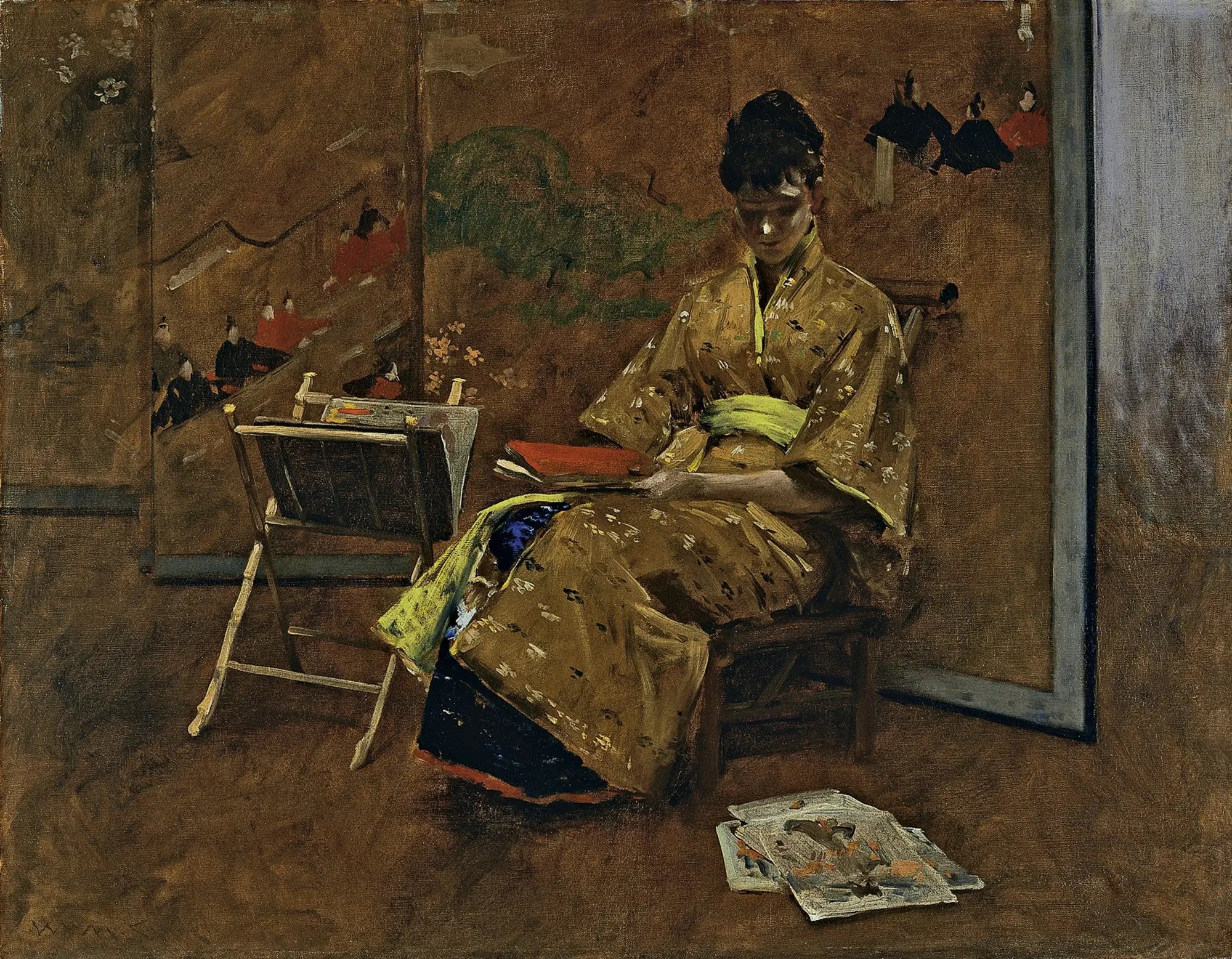 Le Kimono - William Merritt Chase image 1 reproduction de peinture à l’huile