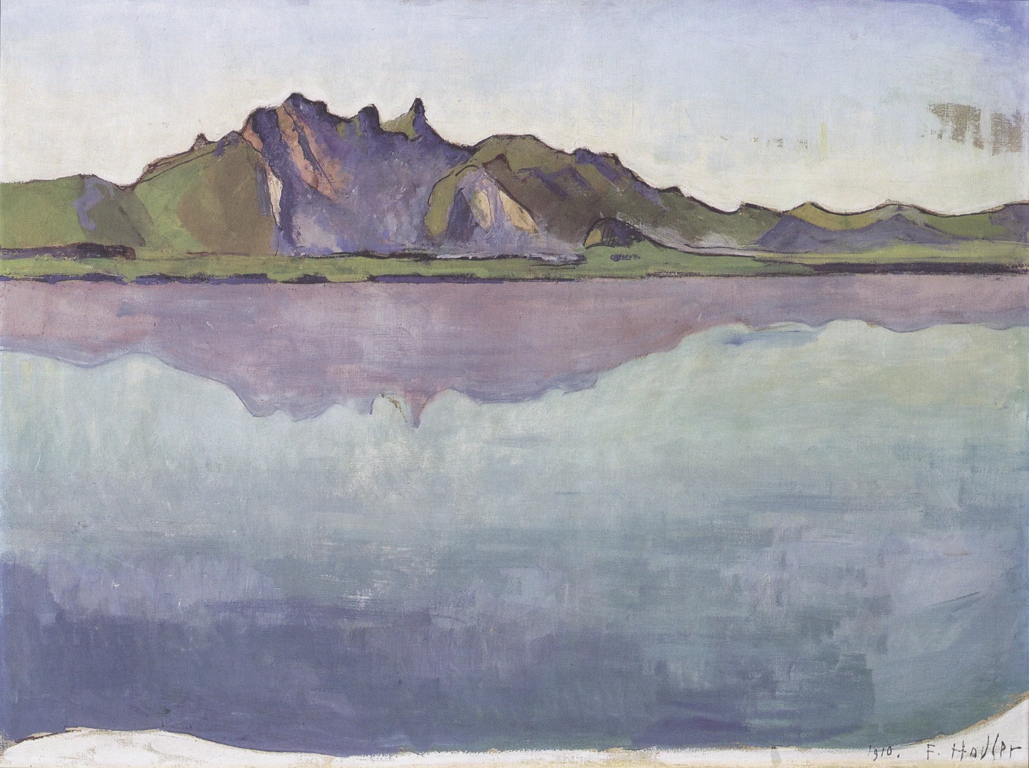 Le lac de Thoune et le Stockhorn - Ferdinand Hodler image 1 reproduction artisanale de tableau