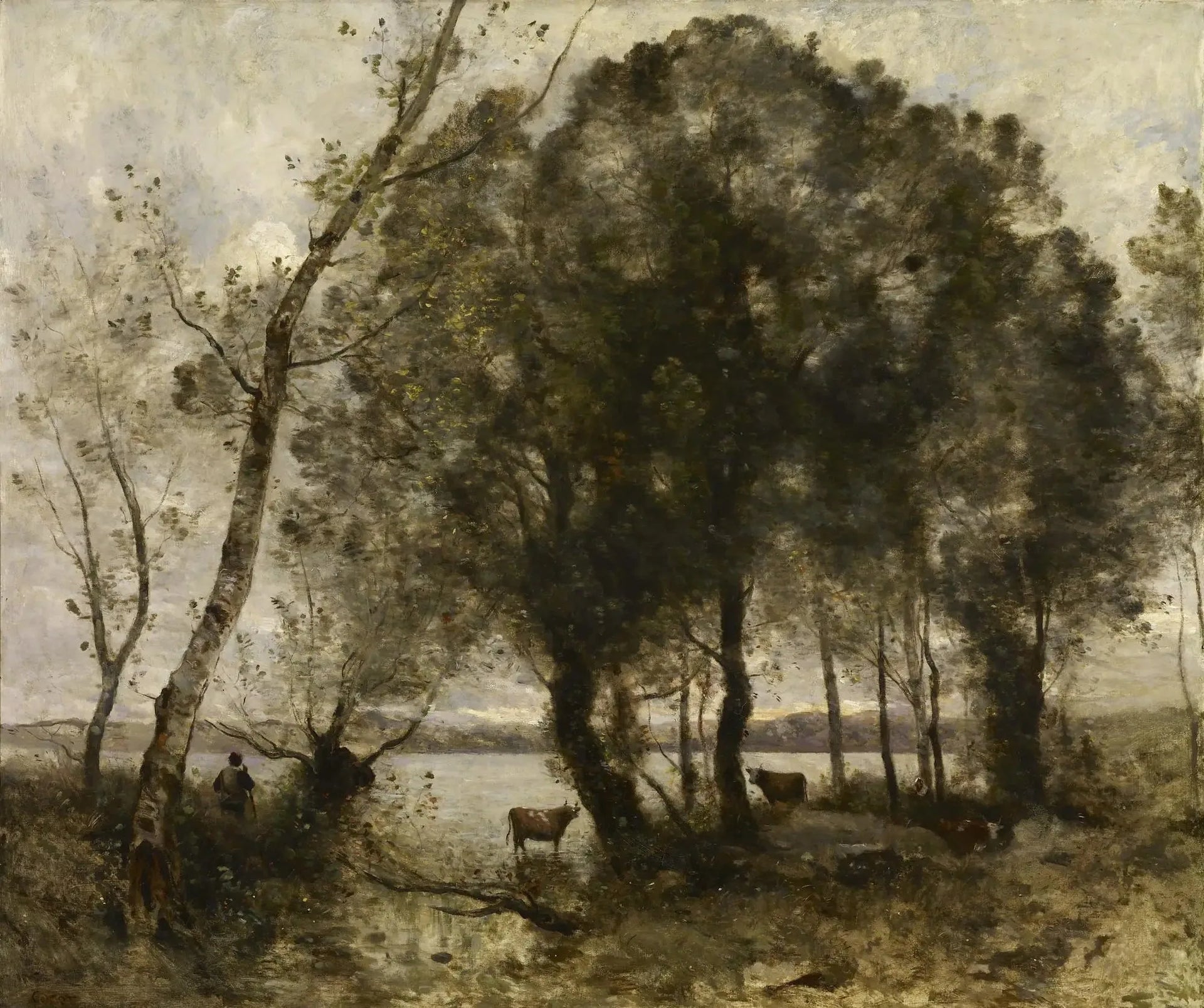 Le Lac - Jean-Baptiste Camille Corot image 1 tableau peint à l’huile sur toile