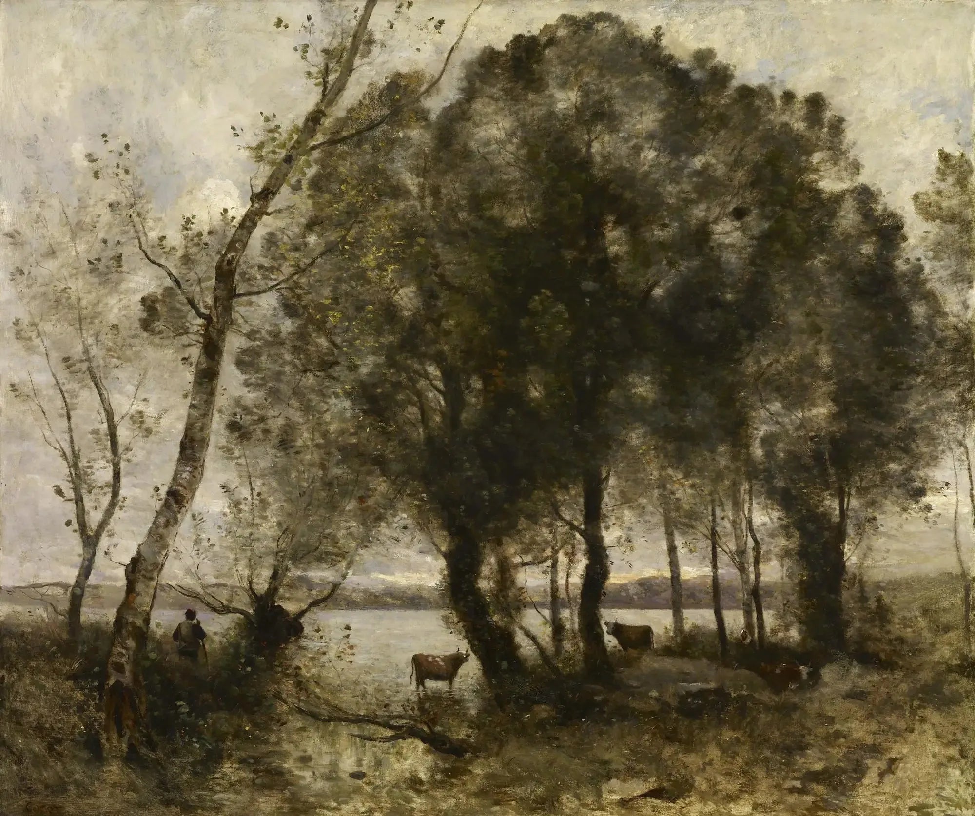 Le Lac - Jean-Baptiste Camille Corot image 1 tableau peint à l’huile sur toile