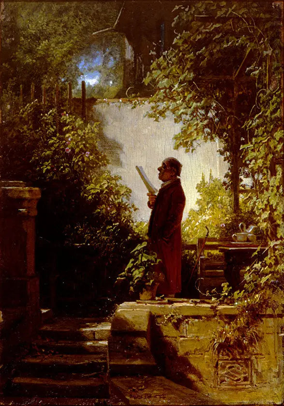 Le Lecteur de journal dans le jardin - Carl Spitzweg image 1 tableau peint à l’huile sur toile