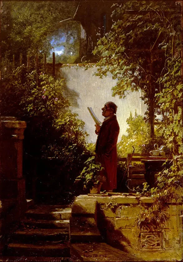 Le Lecteur de journal dans le jardin - Carl Spitzweg image 1 tableau peint à l’huile sur toile