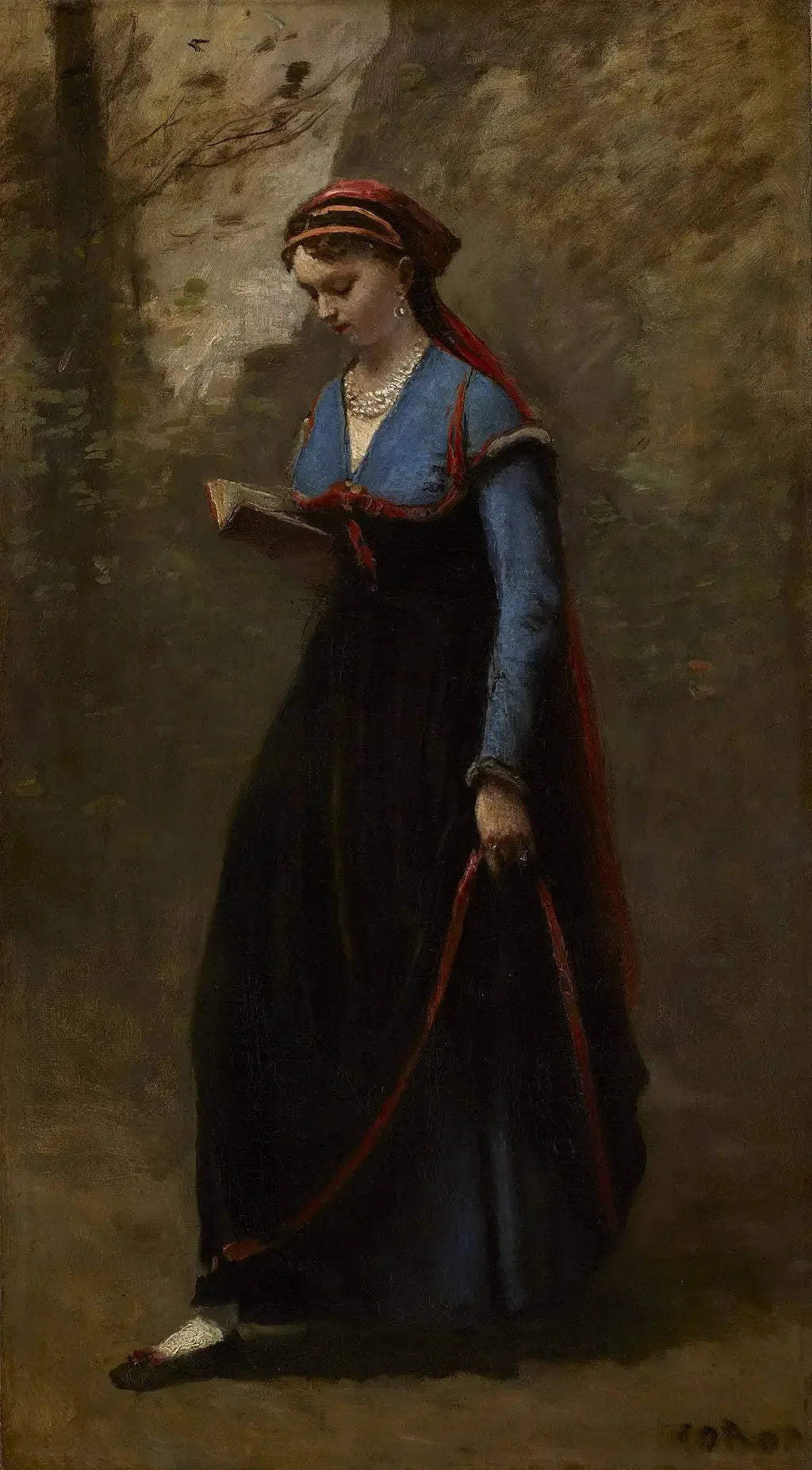 Le lecteur - Jean-Baptiste Camille Corot image 1 reproduction de peinture à l’huile