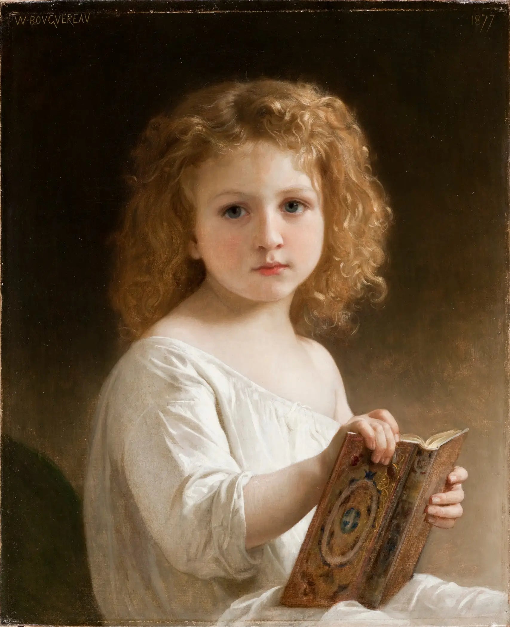 Le livre d'histoire - Bouguereau image 1 reproduction artisanale de tableau