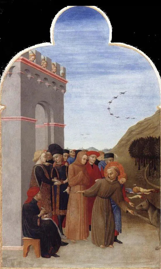 Le loup de Gubbio - Sassetta image 1 reproduction artisanale de tableau