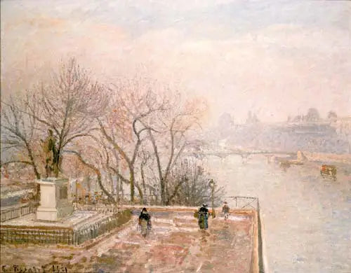 Le Louvre, Coucher de soleil, Givre (Seconde Série) - Camille Pissarro image 1 copie peinte à la main à l’huile