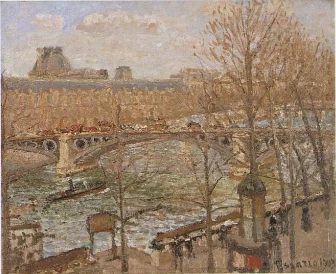 Le Louvre et le pont du Carrousel, soleil - Camille Pissarro image 1 copie peinte à la main à l’huile