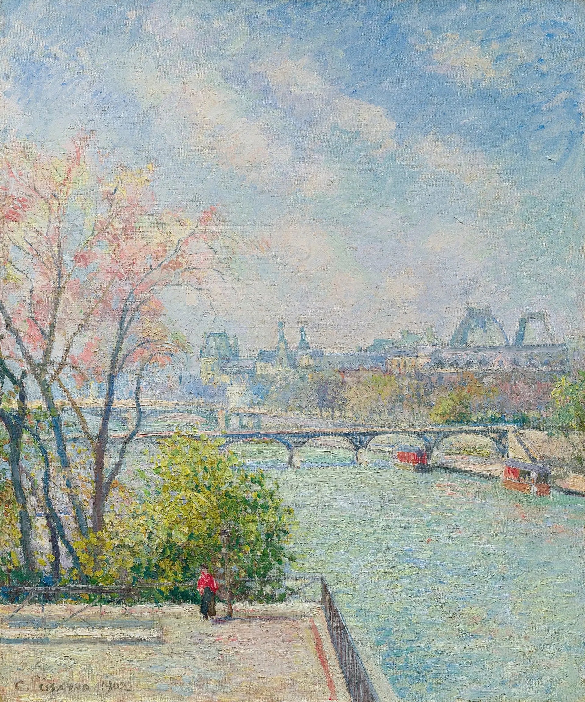 Le Louvre, matin, printemps - Camille Pissarro image 1 copie peinte à la main à l’huile