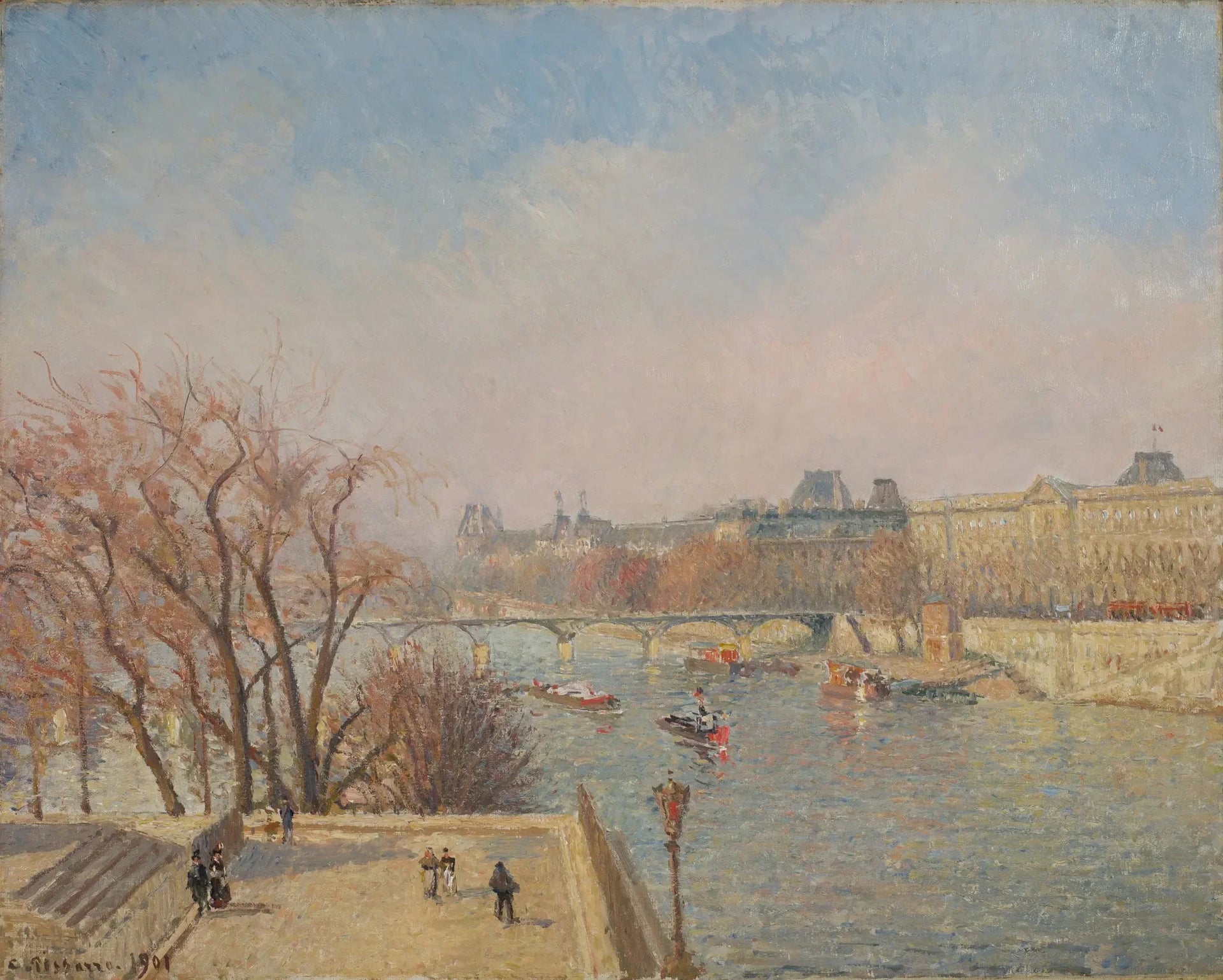 Le Louvre : Matin, Soleil - Camille Pissarro image 1 reproduction de peinture à l’huile