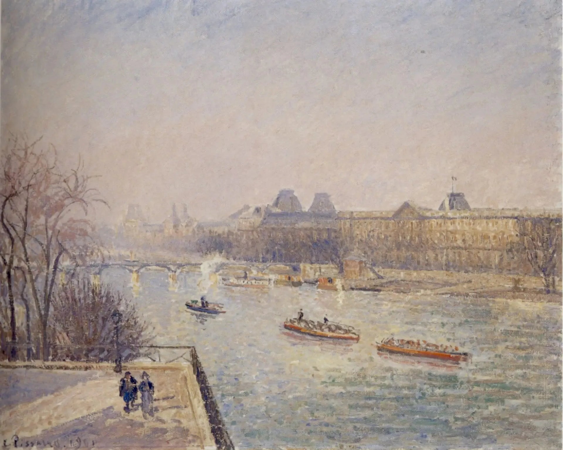 Le Louvre, matin, soleil d'hiver, gelée blanche - Camille Pissarro image 1 copie de tableau peinte à la main