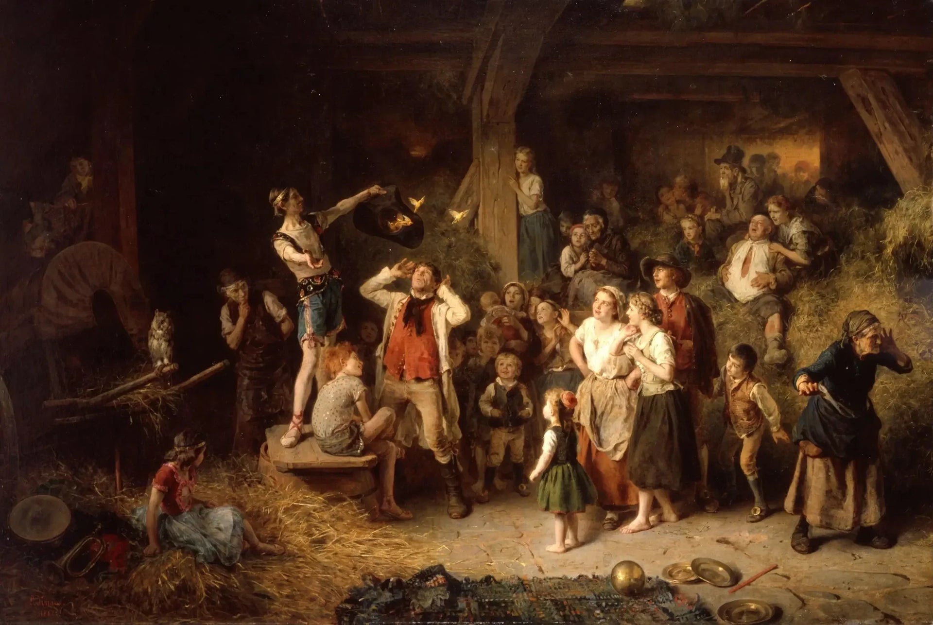 Le magicien dans la grange - Ludwig Knaus image 1 reproduction artisanale de tableau