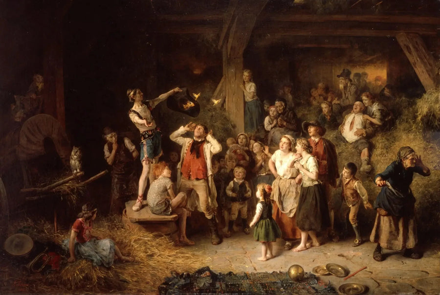 Le magicien dans la grange - Ludwig Knaus image 1 reproduction artisanale de tableau