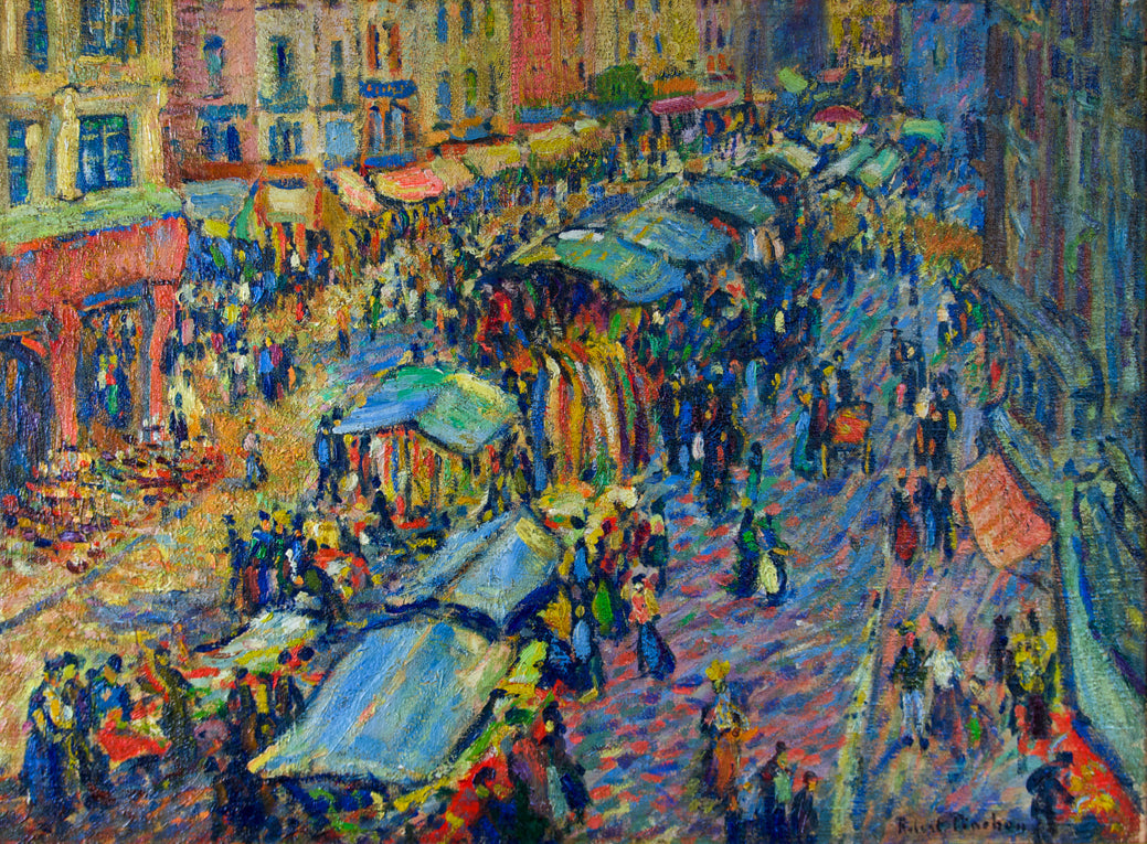 Le marché de Pont Audemer - Robert Antoine Pinchon image 1 reproduction de peinture à l’huile