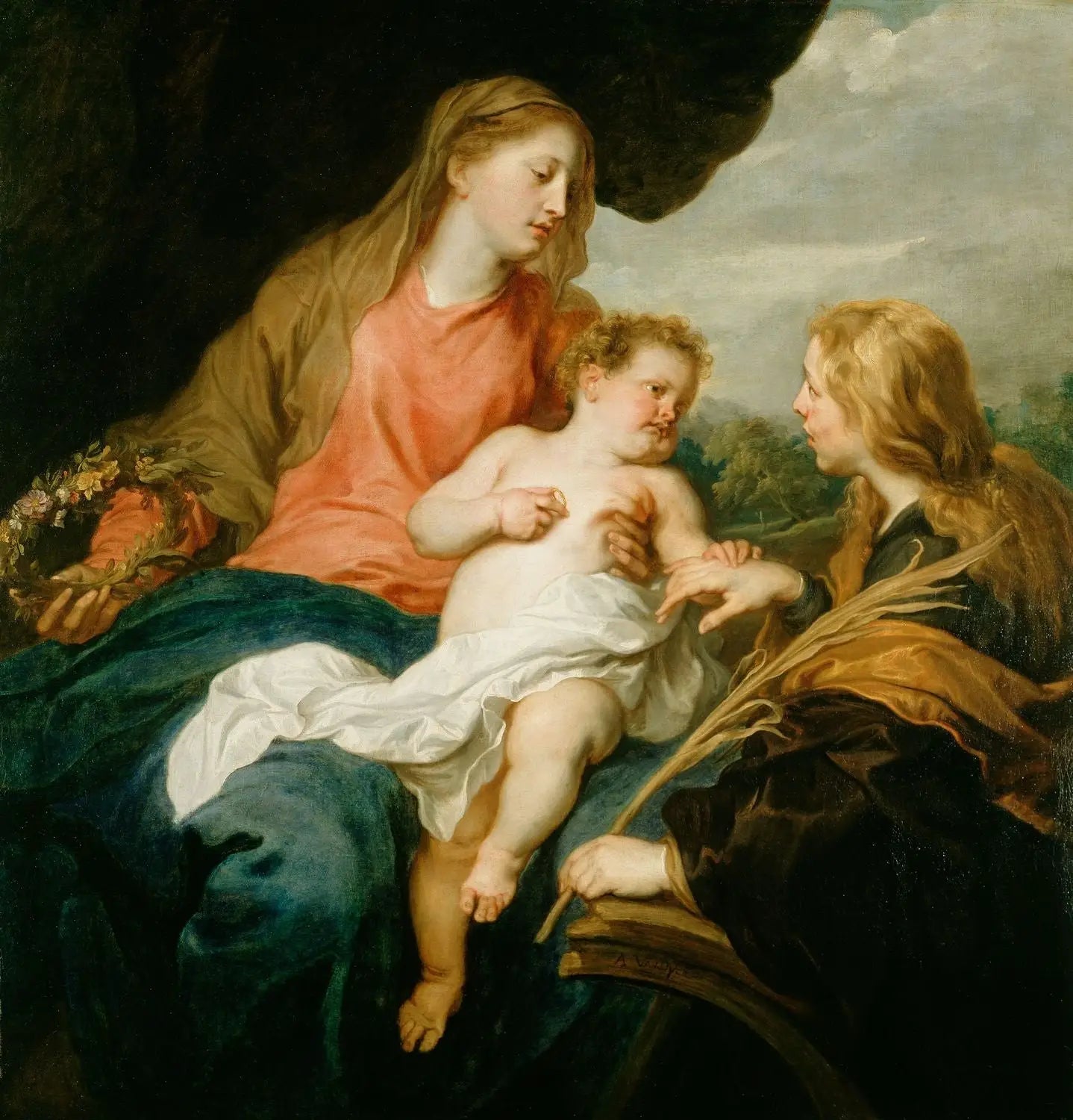Le mariage mystique de sainte Catherine - Antoine van Dyck image 1 copie peinte à la main à l’huile