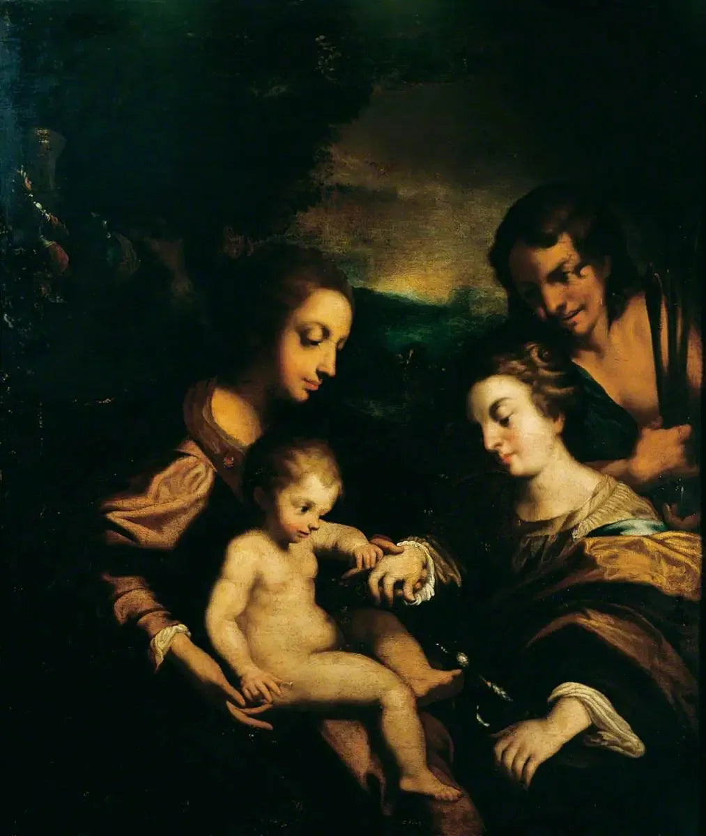 Le mariage mystique de sainte Catherine avec saint Sébastien - Antonio da Correggio image 1 copie de tableau peinte à la main