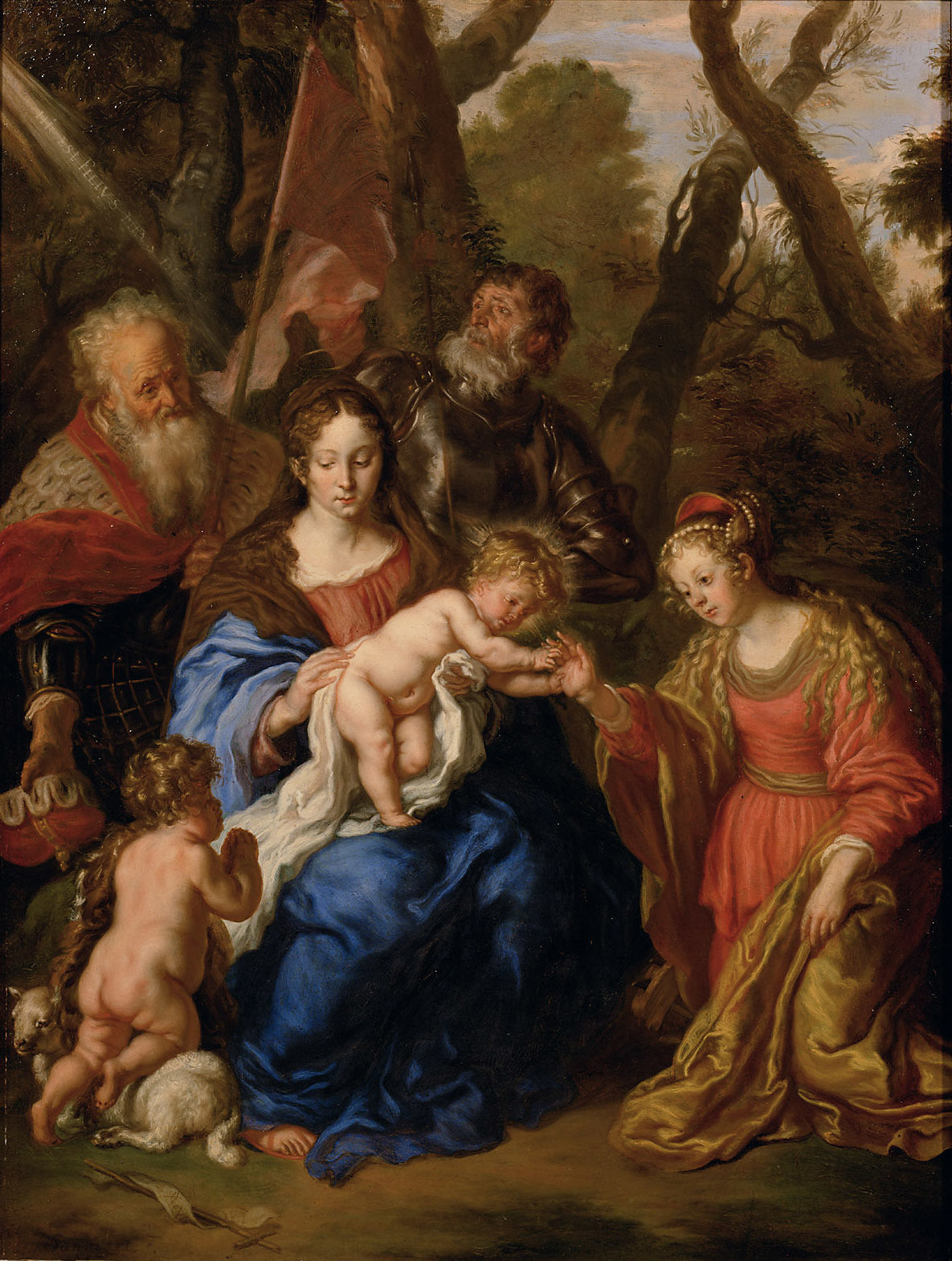 Le mariage mystique de sainte Catherine d'Alexandrie avec les saints Léopold et Guillaume - Joachim von Sandrart image 1 reproduction artisanale de tableau