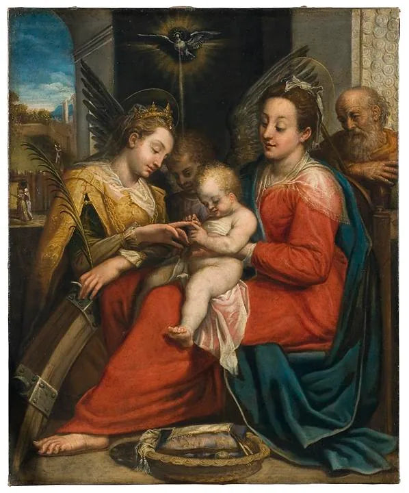 Le mariage mystique de sainte Catherine - Denis Calvaert image 1 copie de tableau peinte à la main