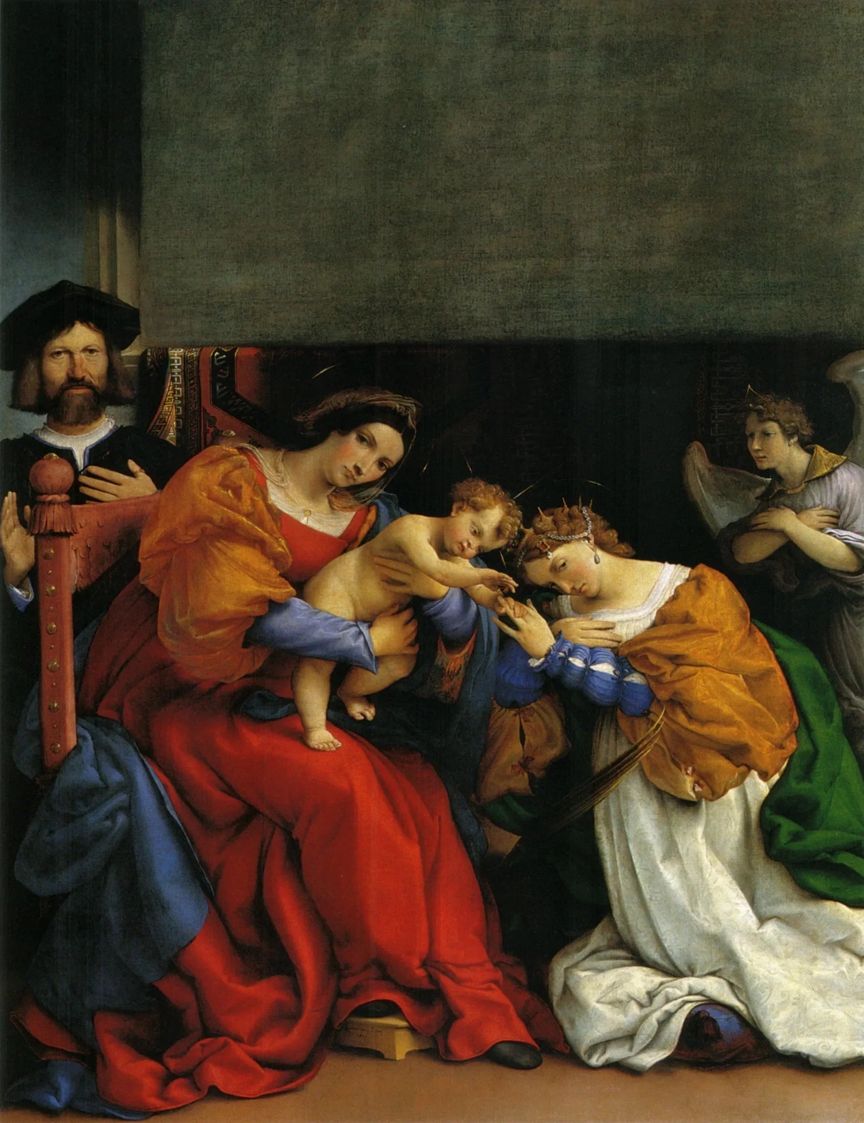 Le Mariage mystique de Sainte Catherine - Lorenzo Lotto image 1 copie de tableau peinte à la main