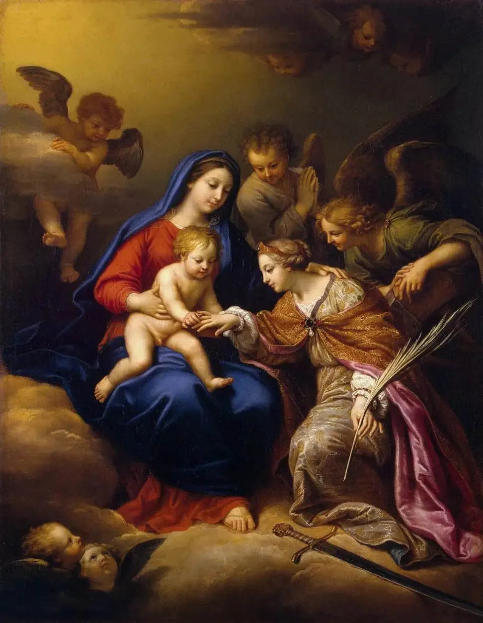 Le Mariage mystique de sainte Catherine (musée de l'Ermitage) - Pierre Mignard image 1 reproduction artisanale de tableau