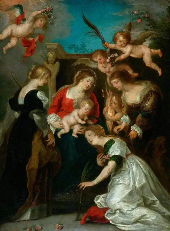 Le mariage mystique de sainte Catherine - Peter Paul Rubens image 1 reproduction artisanale de tableau
