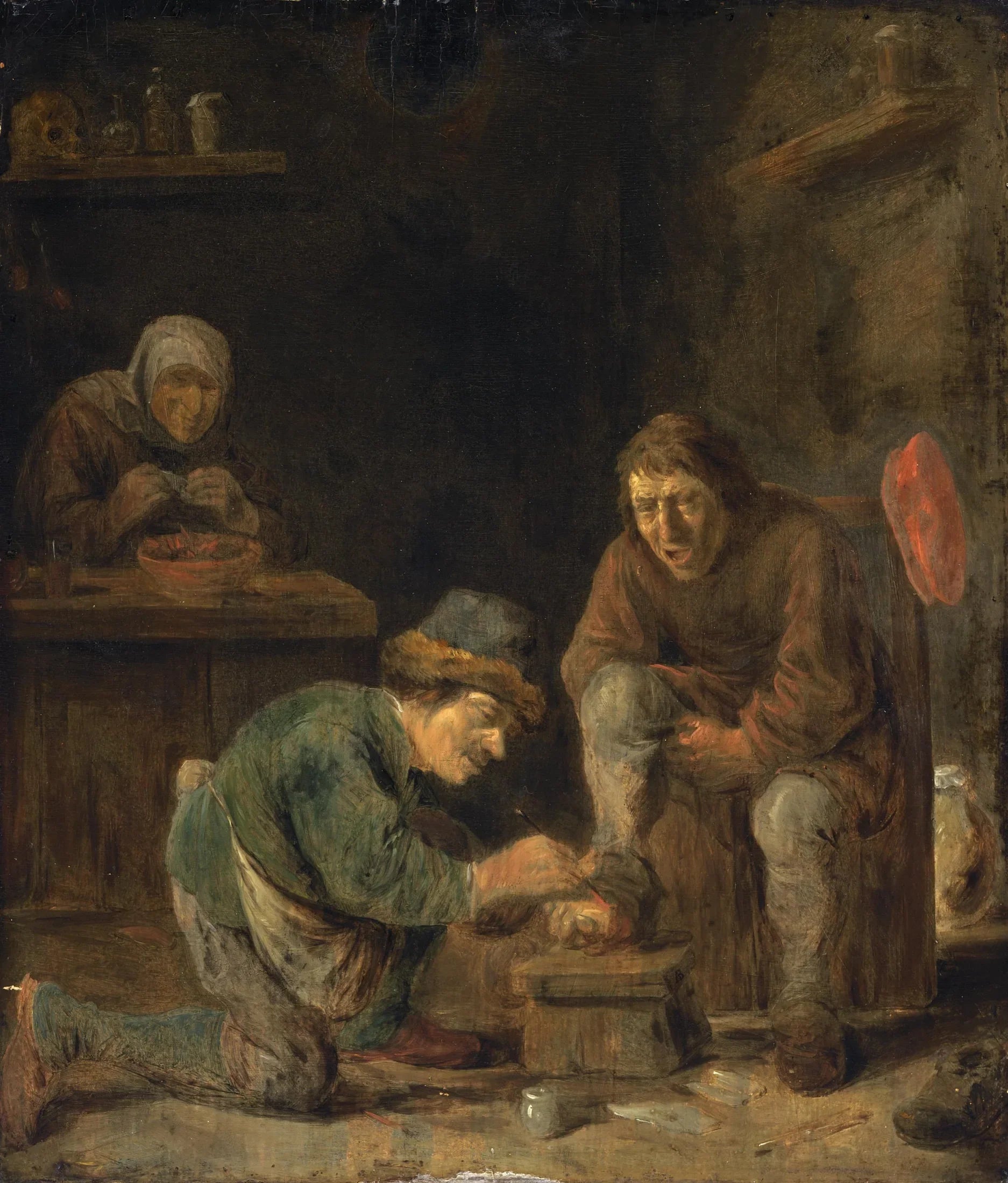 Le médecin des pieds - Adriaen Brouwer image 1 reproduction artisanale de tableau