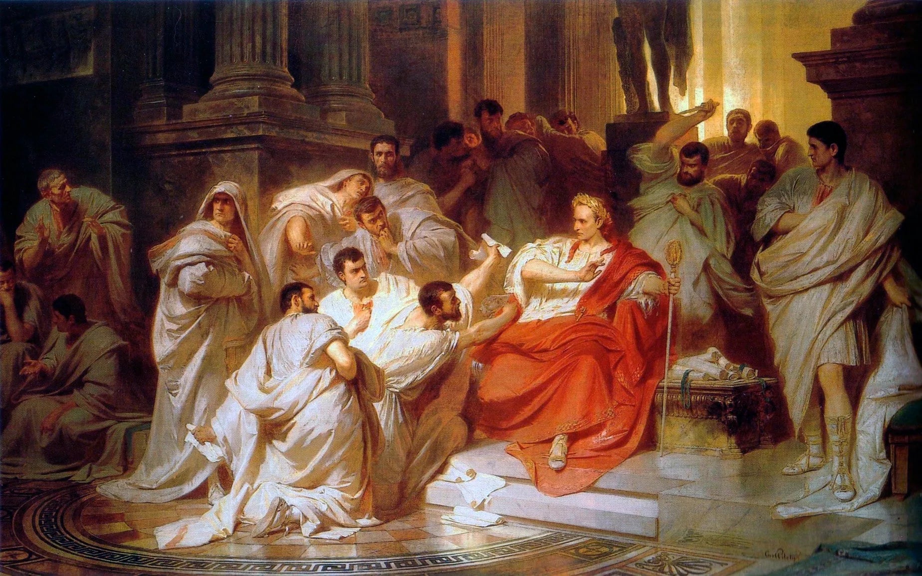 Le meurtre de César - Karl von Piloty image 1 copie de tableau peinte à la main