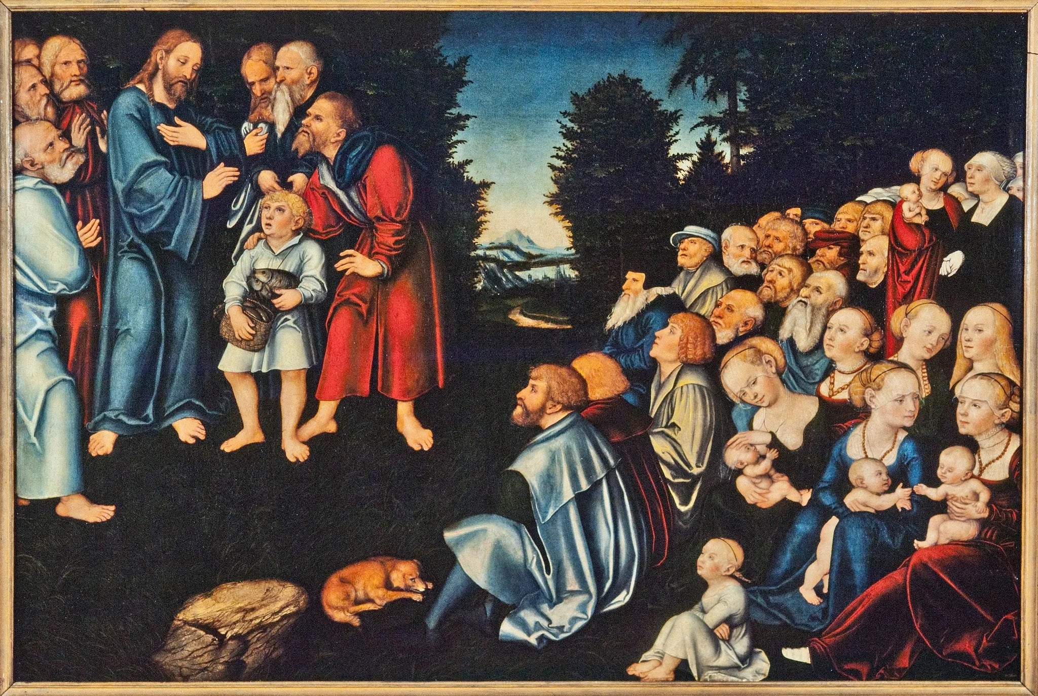 Le miracle des cinq miches de pain et deux poissons - Lucas Cranach the Elder image 1 copie peinte à la main à l’huile