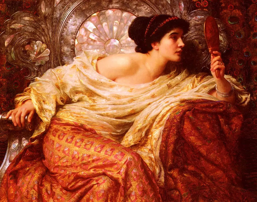 Le miroir - Frank Bernard Dicksee image 1 copie de tableau peinte à la main