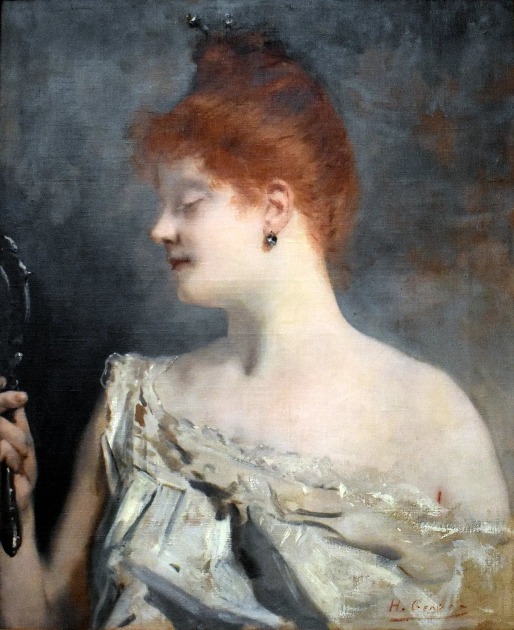 Le miroir - Henri Gervex image 1 reproduction artisanale de tableau