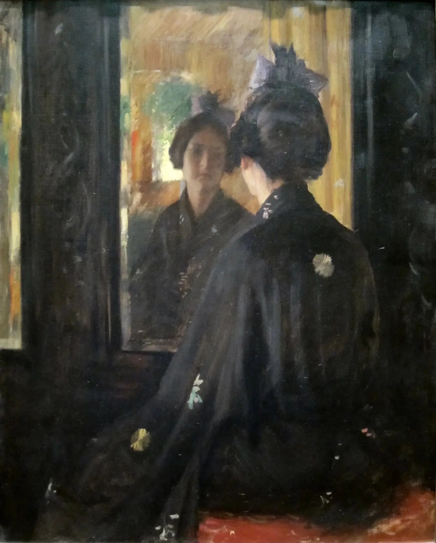 Le miroir - William Merritt Chase image 1 copie de tableau peinte à la main