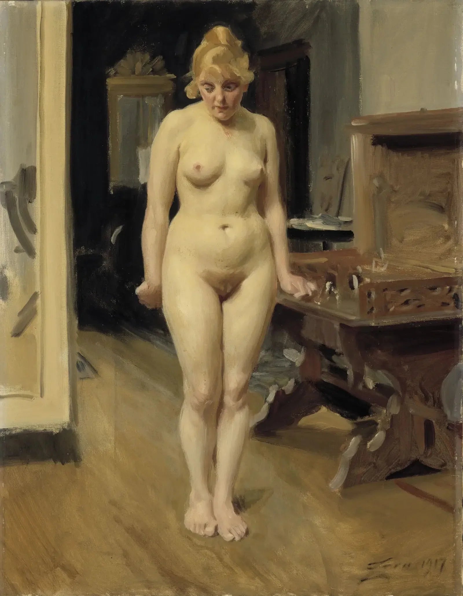 Le modèle timide - Anders Zorn image 1 tableau peint à l’huile sur toile