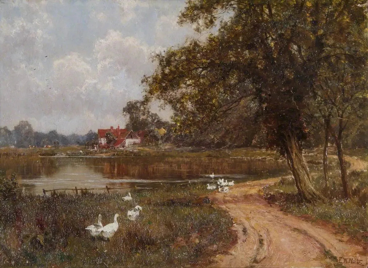 Le Mole à Brockham, Surrey - Edward Wilkins Waite image 1 reproduction de peinture à l’huile