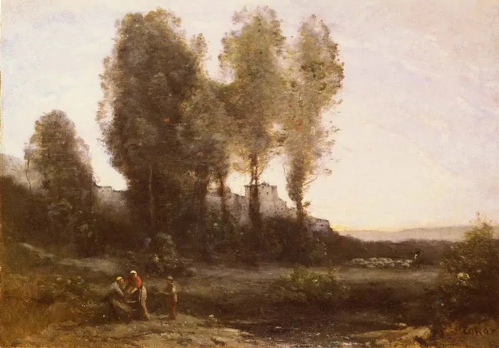 Le Monastère derrière les arbres - Jean-Baptiste Camille Corot image 1 reproduction de peinture à l’huile
