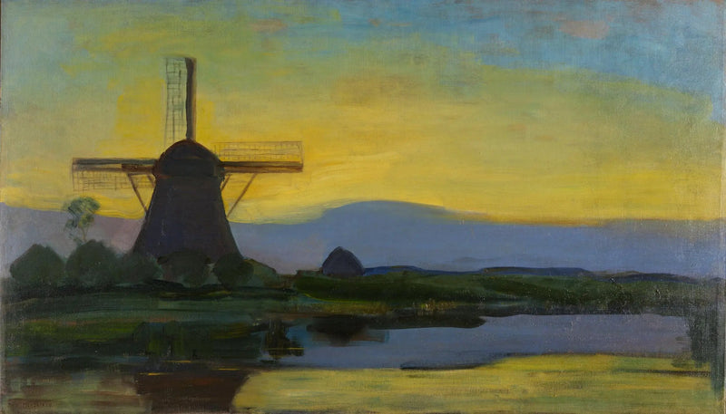 Le moulin d'Oostzijdse de nuit - Piet Mondrian