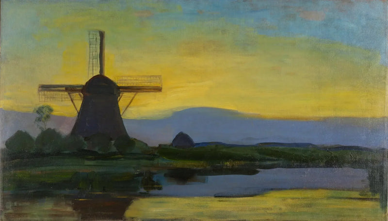 Le moulin d'Oostzijdse de nuit - Piet Mondrian